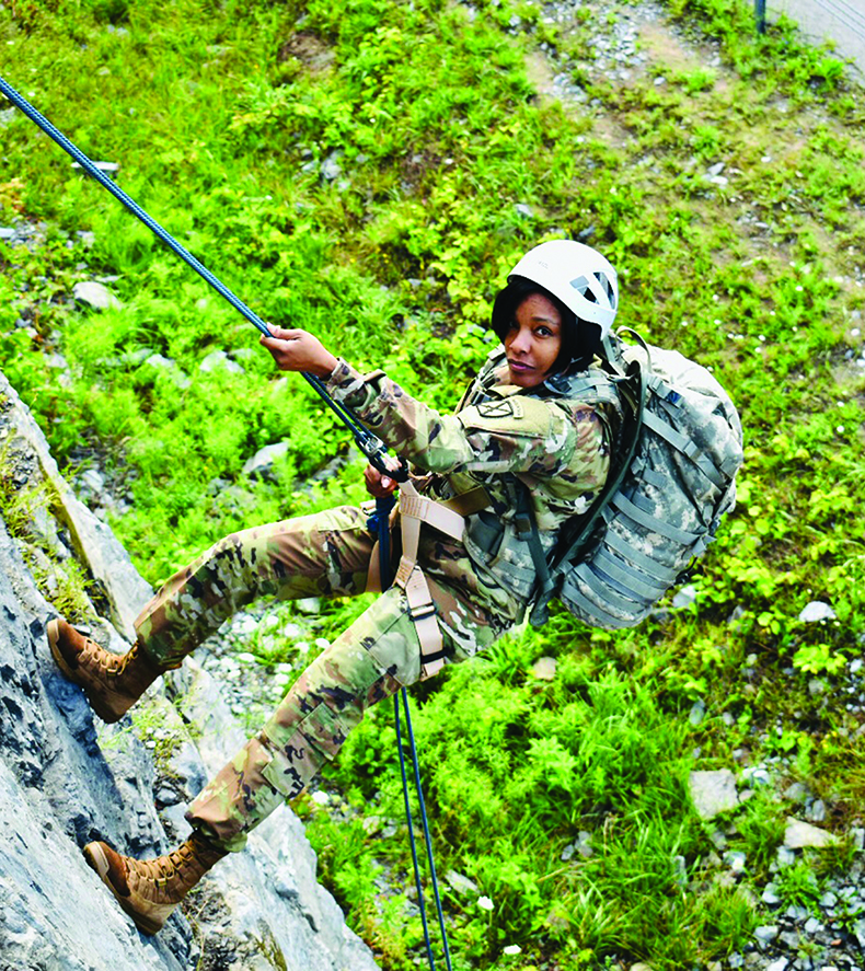 SGM Gail Drummond conducts rappel training at Fort Drum, NY. 